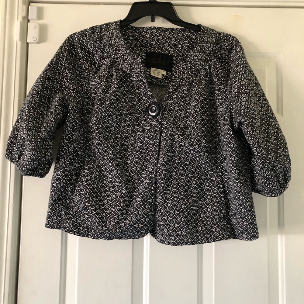 LAL - Blazer - Black & White - Puff Sleeve w/ One Button in front - Size XL